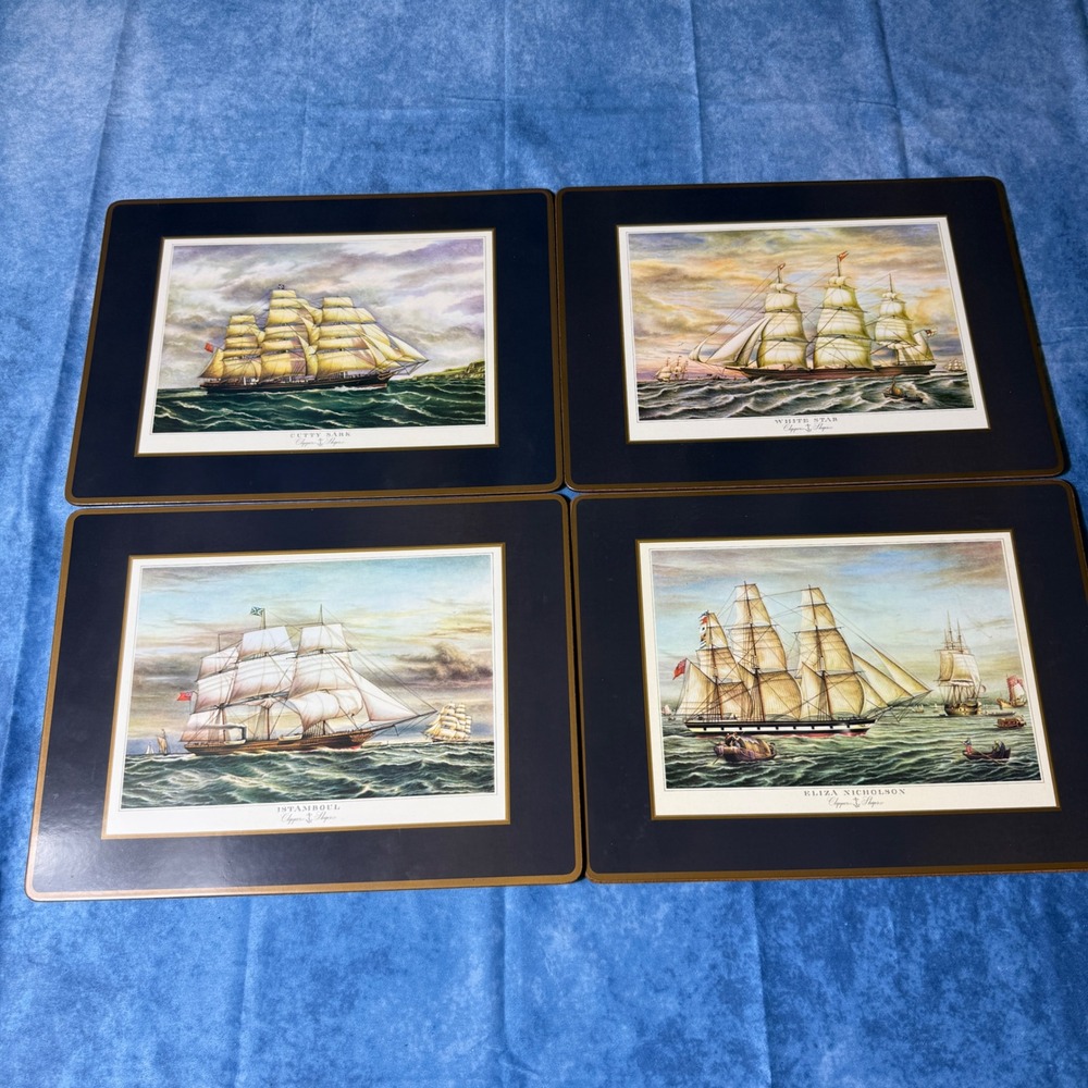 Pimpernel De Luxe Clipper Ships Placemats Set of 4 Nautical Cork Back England
